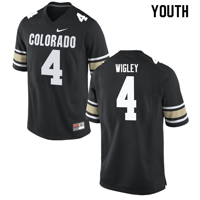 Youth #4 Dante Wigley Colorado Buffaloes College Football Jerseys Sale-Home Black - Click Image to Close